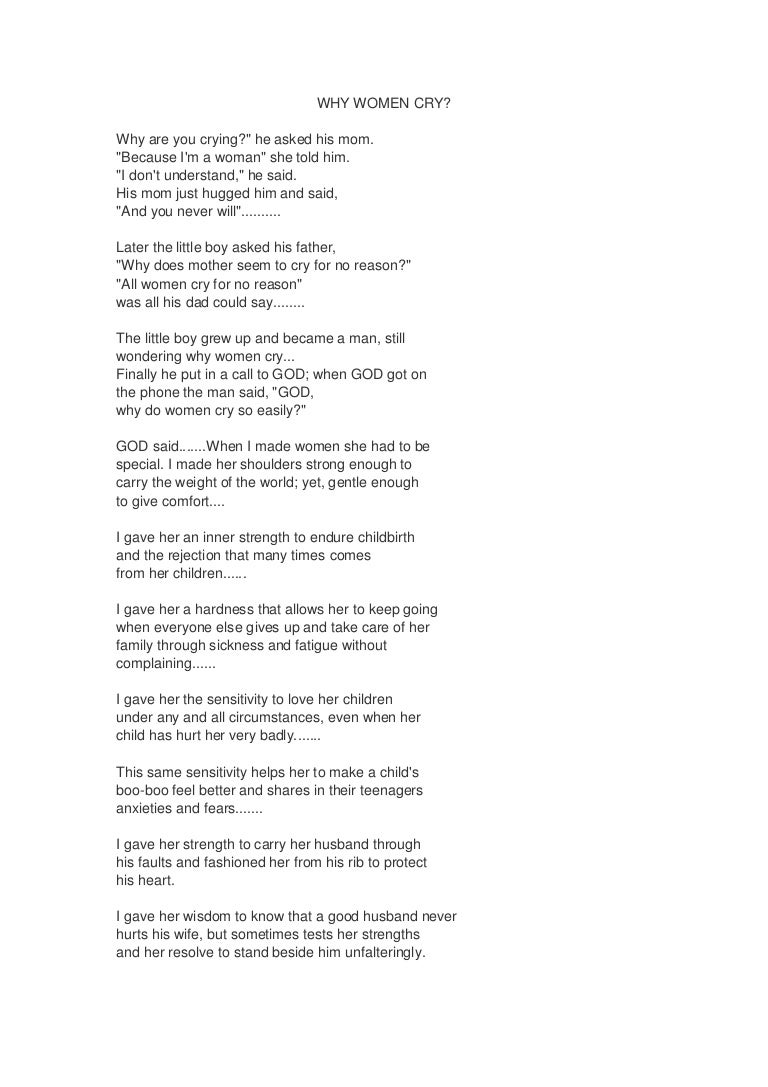 Why do women cry Why do women cry